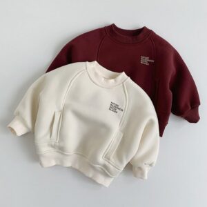 Children's Fashion Casual Fleece-Lined Thickened Long-Sleeve Sweatshirt