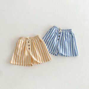 Summer Kids Boys Girls Stripe Lace-Up Shorts