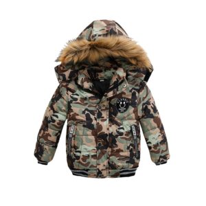 Boys Classic Label Design Long Sleeve Hooded Quilted Jacket