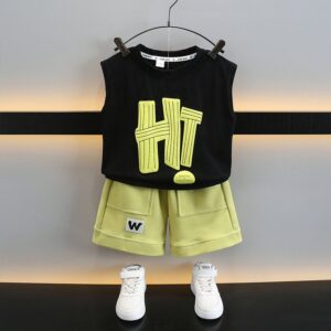 Boy Fashion Letter Print Two-Piece Set