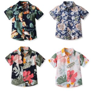 Summer Short-Sleeved Lapel Hawaiian Flower Shirt