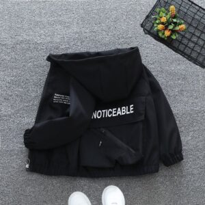 Boys Fashion Casual Letter Printed Zipper Pockets Long-Sleeve Hoodies Coat