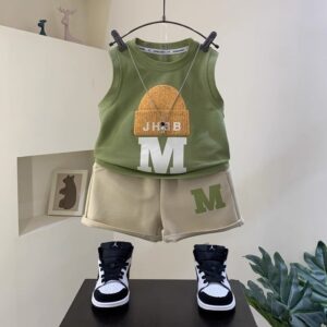 Kids Toddler Boys Fashion Casual Alphabet Print Sleeveless Top Shorts Sets
