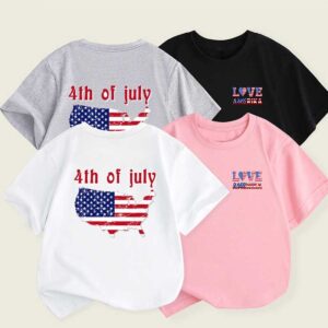 Kids Toddler Boys Girls Independence Day Print Short Sleeve T-Shirt