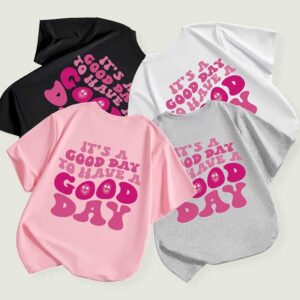 Kids Toddler Boys Girls Alphabet Print Short Sleeve T-Shirt