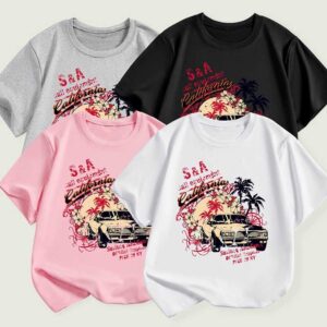 Kids Toddler Boys Girls Car Print Short Sleeve T-Shirt