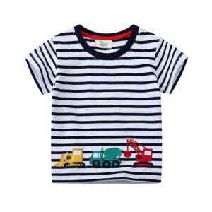 Kids Toddler Boys Casual Cute Car Stripe Short Sleeve T-Shirt