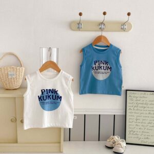 Kids Toddler Boys Fashion Casual Alphabet Print Sleeveless T-Shirt