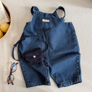 Kids Toddler Unisex Spring Autumn Casual Denim Suspender Pants
