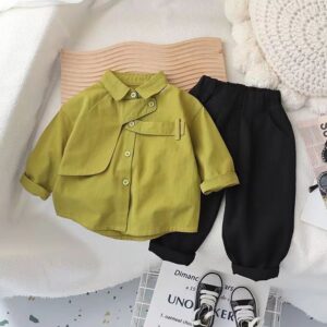 Boys Suit Shirt Boys Spring Long Sleeve Top Children's Casual Wear In Spring And Autumn