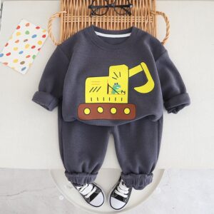 Kids Toddler Boys Spring Autumn Casual Cute Cartoon Print Long Sleeve Sweatshirts Trousers Set