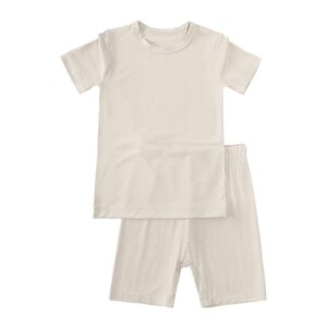 Kids Toddler Boys Girls Casual Cute Solid Color Short Sleeve T-Shirt Shorts Sets