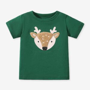 Kids Toddler Boys Girls Casual Cute Fawn Pattern Short Sleeve Round Neck T-Shirt