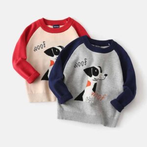 Kids Toddler Boys Fall Winter Casual Cute Puppies Long Sleeve Knitwear Sweater
