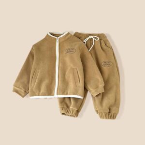 Kids Toddler Boys Winter Casual Alphabet Fleeces Long Sleeve Coat Pants Sets