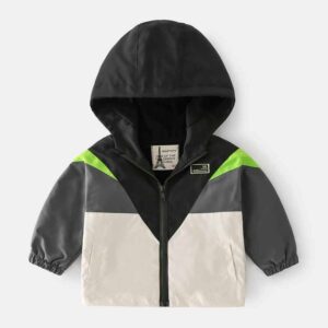 Kids Toddler Boys Spring Autumn Casual Athleisure Color Matching Fleeces Long Sleeve Hooded Jacket