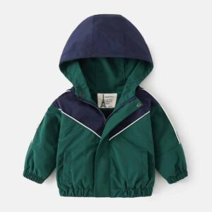 Kids Toddler Boys Spring Autumn Casual Athleisure Color Matching Fleeces Long Sleeve Hooded Jacket