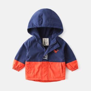 Kids Toddler Boys Autumn Winter Fashion Casual Color Matching Fleeces Long Sleeve Hooded Jacket