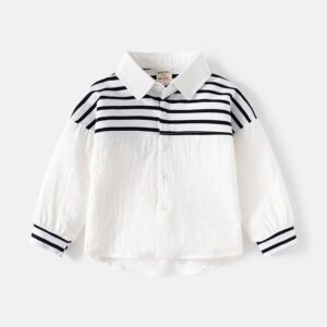 Kids Toddler Boys Fashion Casual Stripe Long Sleeve Lapel Shirt