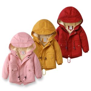 Fleece-Lined Thickened Hooded Toddler Boys And Girls Winter Jacket