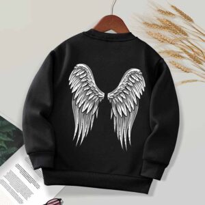Kids Toddler Boys Girls Winter Casual Cute Wings Print Fleece Luminous Long Sleeve Sweatshirts