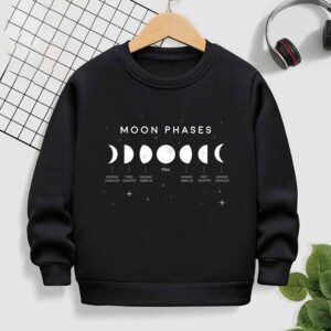 Kids Toddler Boys Girls Winter Casual Cute Moon Print Fleece Luminous Long Sleeve Sweatshirts