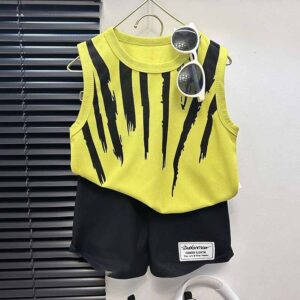 Kids Toddler Boys Summer Casual Stripe Print Sleeveless Tank Top Shorts Sets