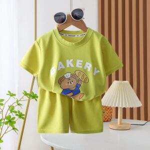 Kids Toddler Big Boys Casual Sports Cartoon Alphabet Print Short Sleeve T-Shirt Shorts Sets