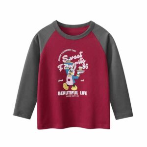 Kids Toddler Boys Girls Casual Cute Alphabet Cartoon Print Long Sleeve Round Neck T-Shirt