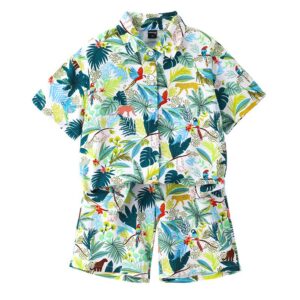 Kids Toddler Big Boys Casual Holiday Tiny Flower Print Short Sleeve Lapel Shirt Shorts Sets