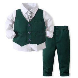 Kids Toddler Boys Party Casual British Style Bows Vest Long-Sleeved Lapel Shirt Trousers Sets