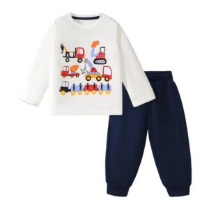 Kids Toddler Boys Casual Cute Cartoon Car Print Long Sleeve T-Shirt Pants Sets