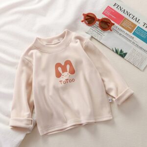 Kids Toddler Big Boys Girls Casual Cute Cartoon Alphabet Print Fleeces Long Sleeve T-Shirt