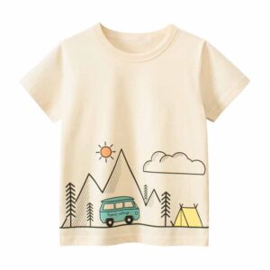 Kids Toddler Boys Casual Cute Cartoon Print Short Sleeve Round Neck T-Shirt