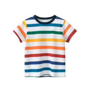 Kids Toddler Boys Casual Cute Stripe Print Short Sleeve Round Neck T-Shirt