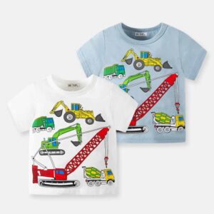Kids Toddler Boys Casual Cute Cartoon Print Short Sleeve Round Neck T-Shirt