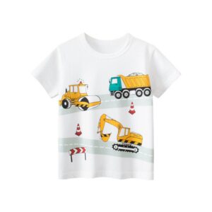 Kids Toddler Boys Casual Cute Cartoon Car Print Short Sleeve Round Neck T-Shirt