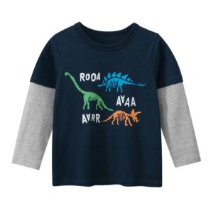 Kids Toddler Boys Casual Cute Alphabet Dinosaur Print Long Sleeve T-Shirt