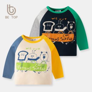 Kids Toddler Boys Casual Cute Alphabet Cartoon Print Long Sleeve T-Shirt
