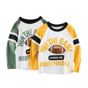 Kids Toddler Boys Casual Cute Alphabet Rugby Print Long Sleeve T-Shirt