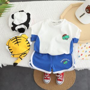 Kids Toddler Boys Casual Cute Cartoon Print Short Sleeve T-Shirt Shorts Set