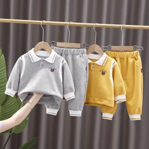 Kids Toddler Boys Autumn Fashion Casual Long Sleeve Lapel Sweatshirts Trousers Set