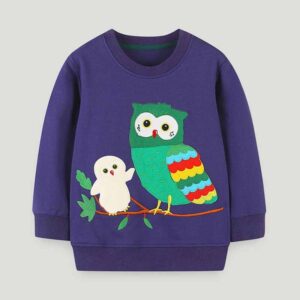 Kids Toddler Boys Girls Casual Cute Cartoon Owl Pattern Long Sleeve Sweatshirts