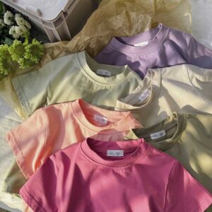 Kids Toddler Boys Girls Casual Cute Solid Color Short Sleeve T-Shirt Shorts Set