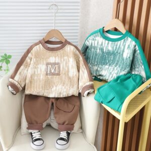 Kids Toddler Boys Fashion Casual Letters Print Long Sleeve Round Neck Sweatshirts Trousers Set
