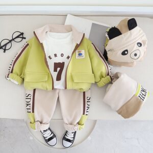 Kids Toddler Boys Casual Cute Cartoon Letter Print T-Shirt Long Sleeve Hoodies Trousers Three-Piece Set