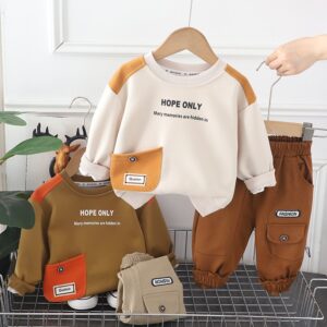 Kids Toddler Boys Fashion Casual Letter Print Long Sleeve Sweatshirts Trousers Set