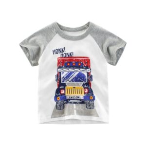 Boy Casual Cartoon Car Printed Short Sleeve T-Shirt