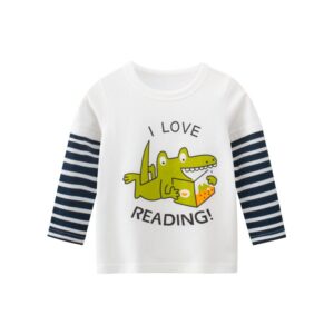 Boys Casual Cartoon Dinosaur Print Long Sleeve T-Shirt