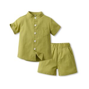 Boys Casual Shirt Solid Two-Piece Set